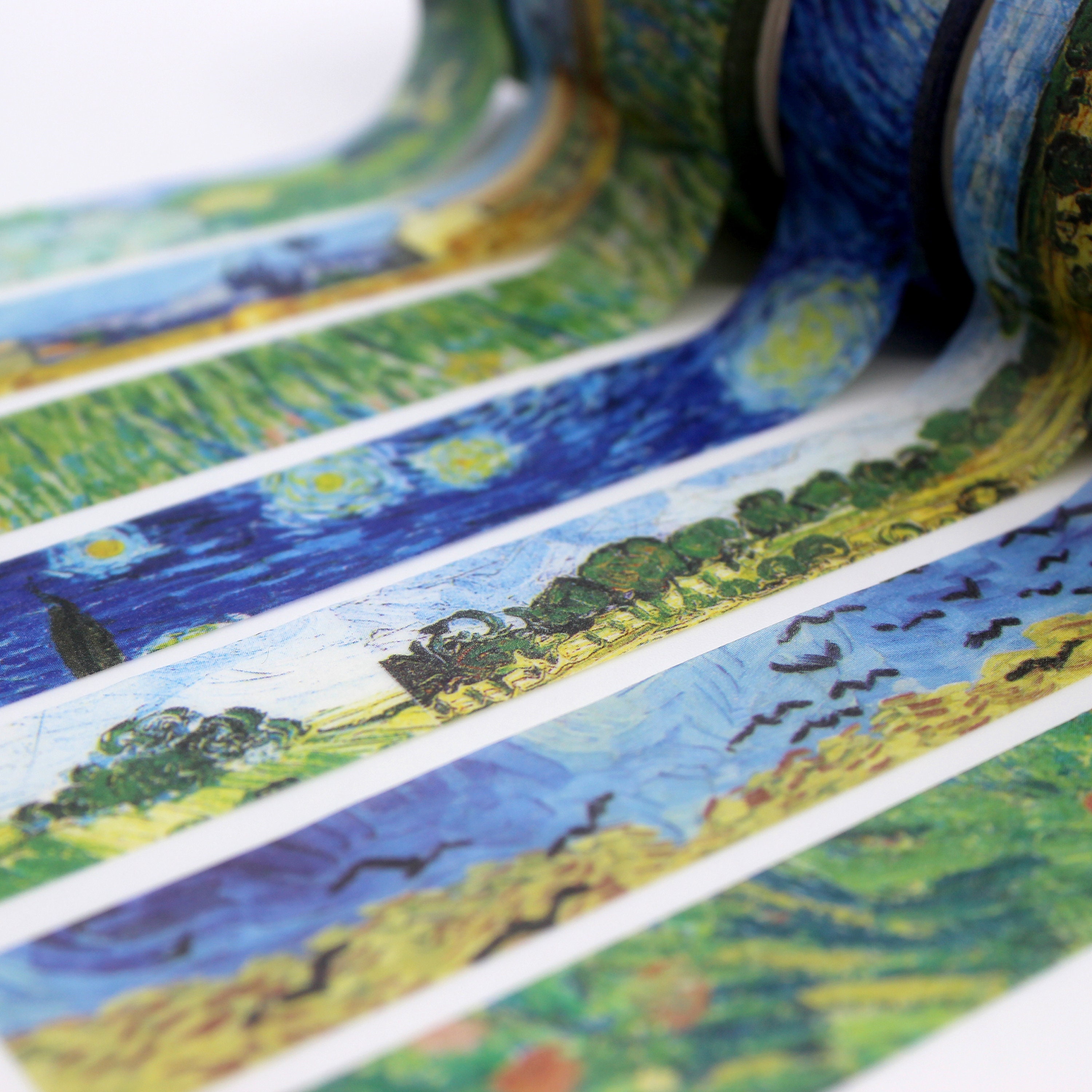 8/21sary　Ameri Vintage WASHI LAYERED Van Gogh Starry Night Sky Fields Pattern Washi Tape, Modern