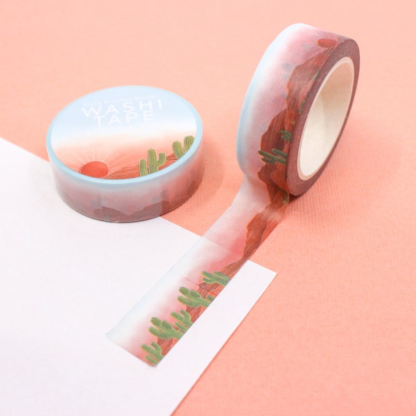 Vibrant Colorful Desert Landscape Washi Tape, Desert Cactus Succulents,  Desert scape Washi, Mountain Paper Tape | BBB Supplies | R-REB-001