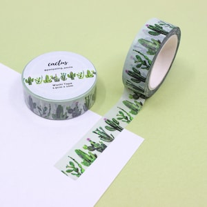 Nastro Washi con motivo cactus e piante grasse, nastro giapponese per piante del deserto, nastro di carta per scrapbooking cactus vibrante / Forniture BBB / R-RPP013