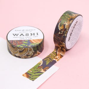 Cinta washi con diseño de caracoles y hojas del bosque, washi con motivos de polillas y hojas del bosque, pegatinas y cintas para planificadores con motivos de helechos del suelo del bosque / BBB Supplies / R-RRB015