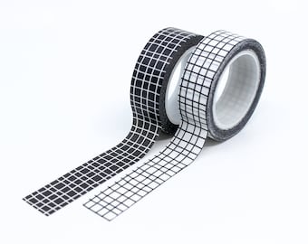 Black & White Modern Grid Pattern Washi Tape, Decorative BUJO Layering Journaling Tapes, Calendar Grid Washi | BBB Supplies | R-GH439 GH480