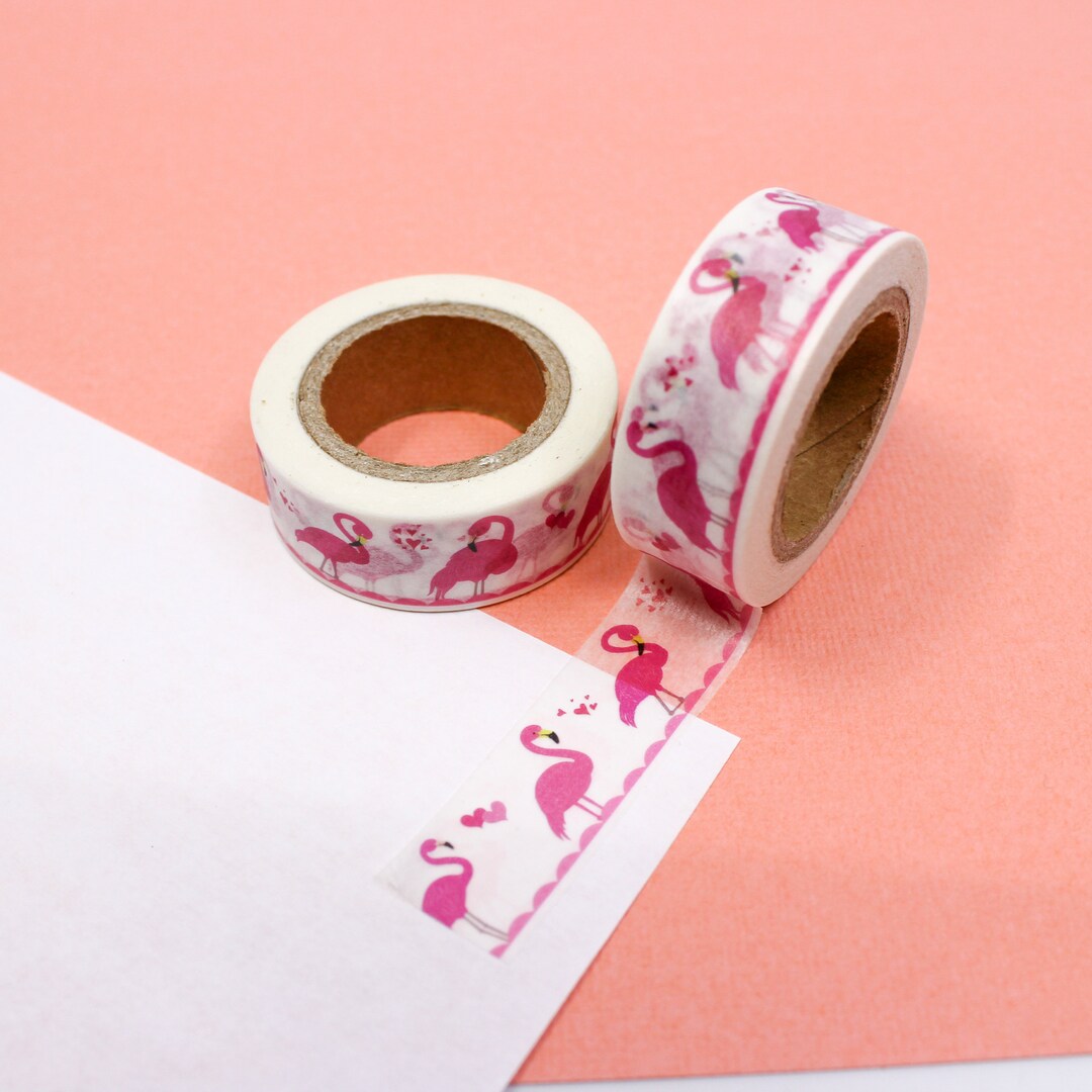 Pink Flamingo Pattern Washi Tape, Vacation Journal Tapes, Bird Washi