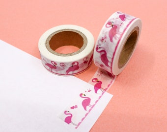 Pink Flamingo Pattern Washi Tape, Vacation Journal Tapes, Bird Washi, Vibrant Flamingo Washi, Tropical Bird Tape | BBB Supplies | R-ZH2235