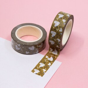 Cinta Washi de corazones modernos, cinta artesanal de corazones de San Valentín de color neutro, pegatinas temáticas de amor y cintas planificadoras / Suministros BBB / R-GH4-005