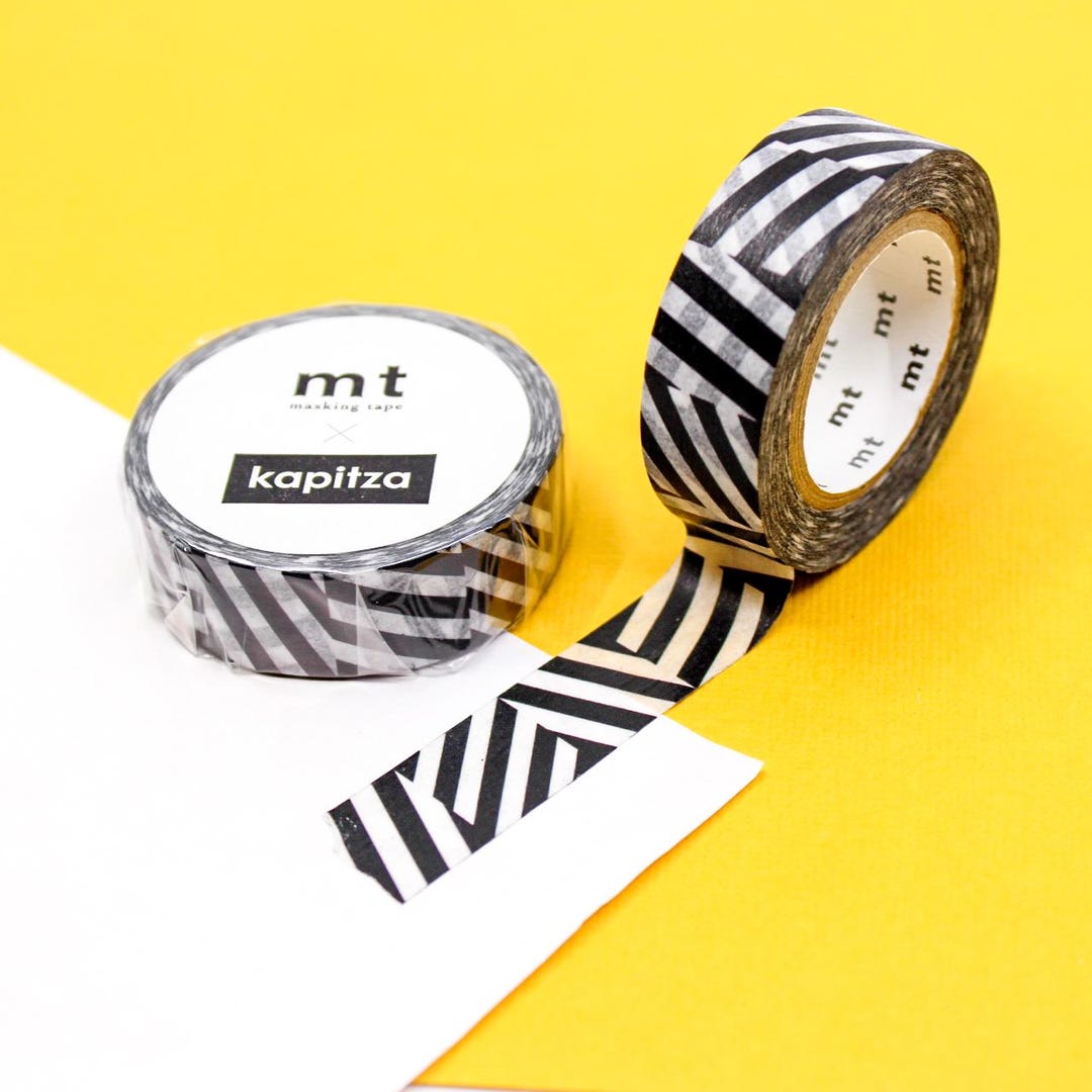 Mid-century Black and White Pattern Washi Tape, Chevron Wrap Abstract ...