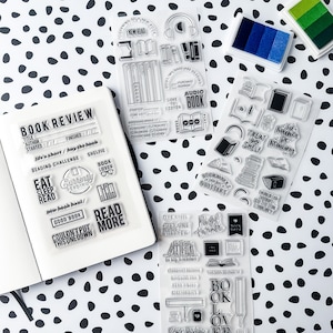 Reading Stamps, Reading Tracker BUJO Stamps, Planner Calendar Bookworm Stamp Set, Book Read List Stamp, Good Reads | BBB Supplies | SP024