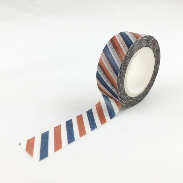 Red, White & Blue Diagonal Pattern Stripe Washi Tape // 15mm // Paper Tape // BBBsupplies // R-GH308-15