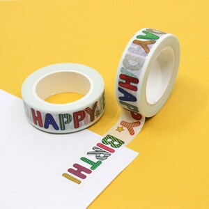 Happy Birthday Phrase Washi Tape, Celebration Tapes, Party Washi Tape, Birthday Party Tapes, Happy Birthday Phrase | BBB Supplies | R-GH519