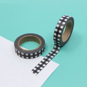 Farmhouse Plaid Washi Tape, Black and White Plaid Planner Washi, Modern Country House Plaid Pattern Washi | BBB Supplies | R-M253