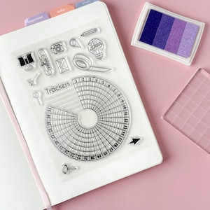 Habit Tracker & Erinnerung Silikon Stempel, Kreisförmige Habit Tracker, Einfach zu verwenden Schablonen Stempel Planer Habit Track Set | AGB und Widerrufsbelehrung SP002