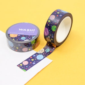 Ruban adhésif washi représentant des planètes extra-atmosphériques amusantes, ruban adhésif washi à motif de ciel interstellaire, ruban adhésif washi et autocollants Sciences pour enfants |  Fournitures BBB | R-RGW038