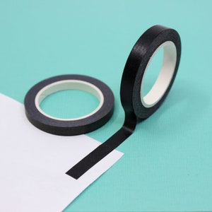Effen dunne zwarte Washi tape, 7MM smalle zwarte papieren tape, scrapbooking tape, cadeaupapier tape, slanke neutrale Washi | BBB-benodigdheden | R-SL106