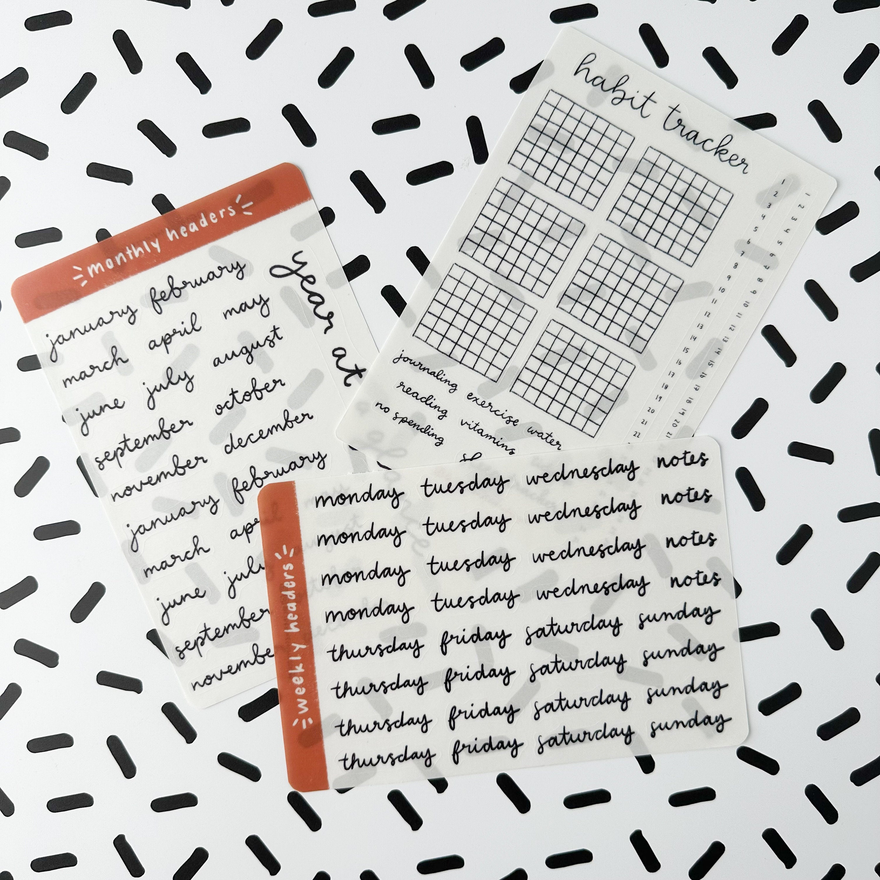 Blank Calendar Monday Start Goal Habit Tracker Bold Header Rectangle Rubber  Stamp for Stamping Crafting