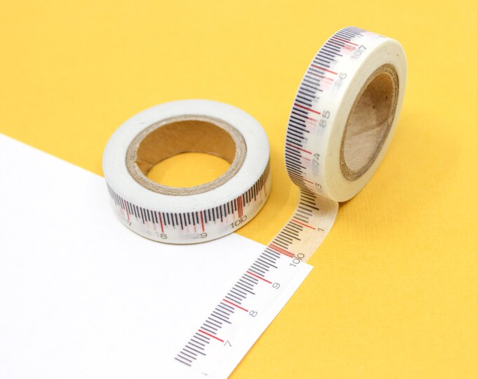 Tape Measure W/ Red Ticks Ruler Washi Tape, Calendar Craft Tape