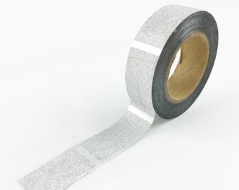 Silver Glitter with Line Pattern Washi Tape // 15mm // Paper Tape // BBBsupplies {CR-W-G028}