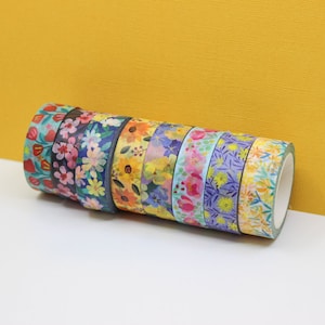 Variety of Colorful Flowers and Leaves Washi Tapes, Pink Flowers, Ginkgo Leaf, Pansies, Tulip, Lavender Washi Tape | BBB Supplies | R-RGW005