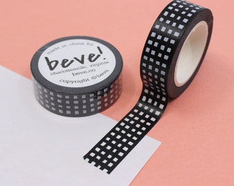 Black Gingham Plaid Pattern Washi Tapes, Black Picnic Plaid Craft Tape, Checkered Black Gift Wrap Tape, Journaling | BBB Supplies | R-RBV001