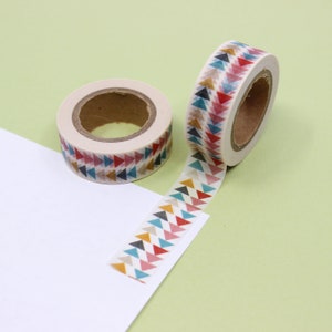 Taśma Washi w stylu azteckim w kolorze pastelowym, trójkątna strzałka, geometryczny wzór, taśma Washi w kształcie strzałki, geometryczne trójkąty, Washi | Materiały BBB | R-ZH1631