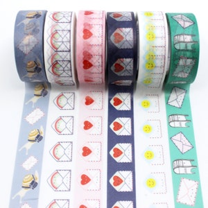Coleção de Washi de correio tradicional, fita adesiva para caixa de correio, fita adesiva para carta de amor, fita adesiva para correspondência com amor, Washi de correio tradicional // BBB Supplies // R-RLP