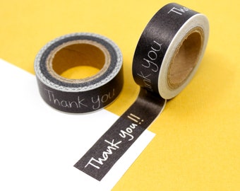 Black and White Handwritten Thank You Washi Tape, Thank you washi for cards and packaging, Simple Thank you!! Tape | BBB Supplies | R-ZH1776