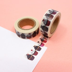 Fun Brown and Pink Cupcake Washi Tape, Cup Cake Washi Tape, Birthday Washi Tape, Bakery Tape, Baked Cupcake Washi | BBB Supplies | R-ZH1898