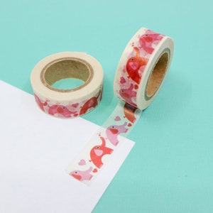 Adorable ruban adhésif en Washi éléphant rouge et rose. Ruban adhésif petits éléphants, Washi éléphants pour chambre de bébé, Ruban adhésif éléphants ludique | Fournitures BBB | R-ZH1572