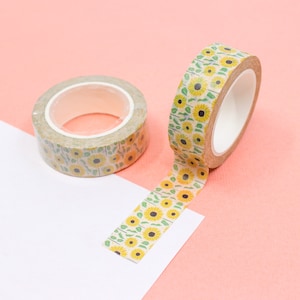 Yellow Sunflowers Washi Tape, Summer Yellow Floral Paper Tape, Painterly Sunflower Tape, Van Gogh Style Sun flower | BBB Supplies | R-GH1341
