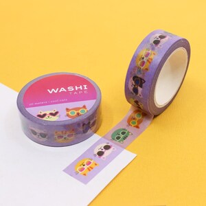 Cool Cat Pattern Washi Tape, Adorable Kittens Washi Tape, Cute Cats Paper Tape, Sunglass Kitty Journal Tape | BBB Supplies | R-RGW060