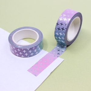 Washi con croce d’argento moderna e ombre blu viola, materiale per creare un diario biblico, adesivi cristiani e nastri per pianificatori, forniture BBB, R-AL071L