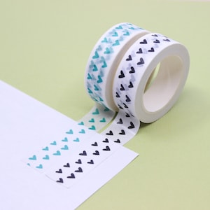 Random Pattern Hearts Washi Tape, Black Modern Heart Tape, Turquoise Blue Heart Washi, Valentine hearts Tape | BBB Supplies | R-GH587 GH588