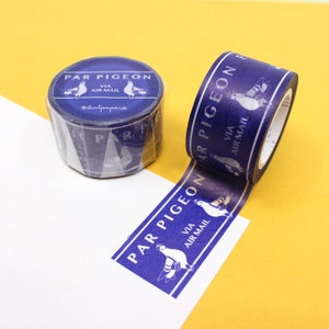 Double Par Pigeon Via Air Mail Washi Tape, Animal Lover Washi Tape, Snail Mail Washi Tape, Bird Journaling Tape | BBB Supplies | R-RLP-009