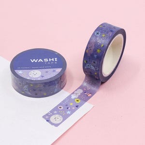 Sweet Bedtime Stories Washi-tape met maan en ster, washitape met wolkenluchtpatroon, washitape en stickers maan voor kinderen |  BBB-benodigdheden | R-RGW064