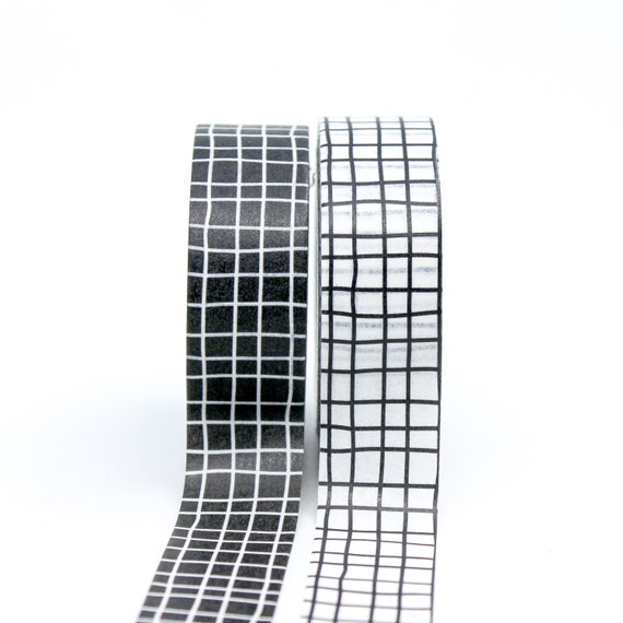 Black Grid Washi tape/ Monochrome Graph Paper Planner Deco tape/Mixed Media  tape