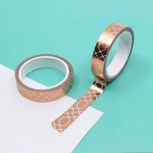 Copper Foil Lattice Scroll Washi Tape, Geometric Woven Pattern Washi, Gift Wrap Tape, Journal Calendar Decoration | BBB Supplies | R-M275