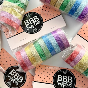 Glitter Narrow Washi Tape Set, Rainbow Glittery Planner Tapes, Sparkling Craft Tapes, Glitter Stickers Paper Tape | BBB Supplies | R-ST014