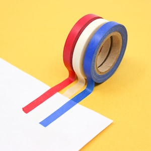 Narrow Parade Washi Tape Set,  Slim Red White Blue Tape, Skinny Fourth of July Washi, United States Colors Tapes | BBB Supplies | R-ST003D