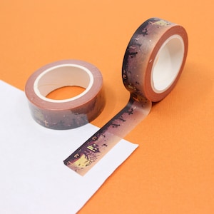 Ruban adhésif en papier Washi pour cimetières, feuille de cuivre, Washi pour cimetières effrayants, ruban adhésif pour cimetières, rubans adhésifs fantômes et goules | Fournitures BBB | R-GH2-030