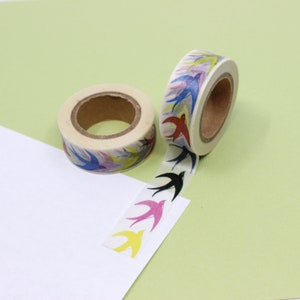 Colorful Sparrow Bird Washi Tape, Birds washi tape, Animal Washi Tape, Animal Lover Washi, Flying Sparrow Washi | BBB Supplies | R-ZH1608
