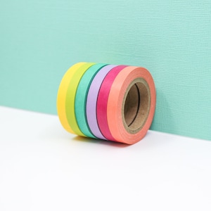 NarrowTropical Colors Washi Tape Set,  Skinny Bright Washi Tape, Thin Secondary Colors Planner Tapes, Slim Washi | BBB Supplies | R-ST003S