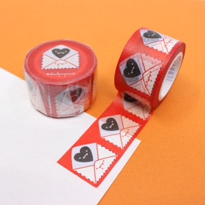 Halloween Red Vampire Hearts Pattern Washi Tape, Black Heart Vampire Snail Mail Envelope Washi, Snail Mail Tapes | BBB Supplies | R-RLP-002H