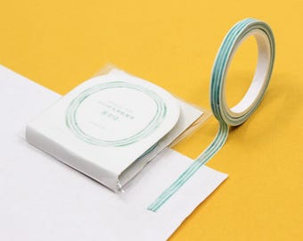 Thin Turquoise Stripe Washi, Colorful Boarder Pattern Adhesive Tape, Craft Supplies, Blue Modern Line Washi // BBB Supplies // R-AL045-05