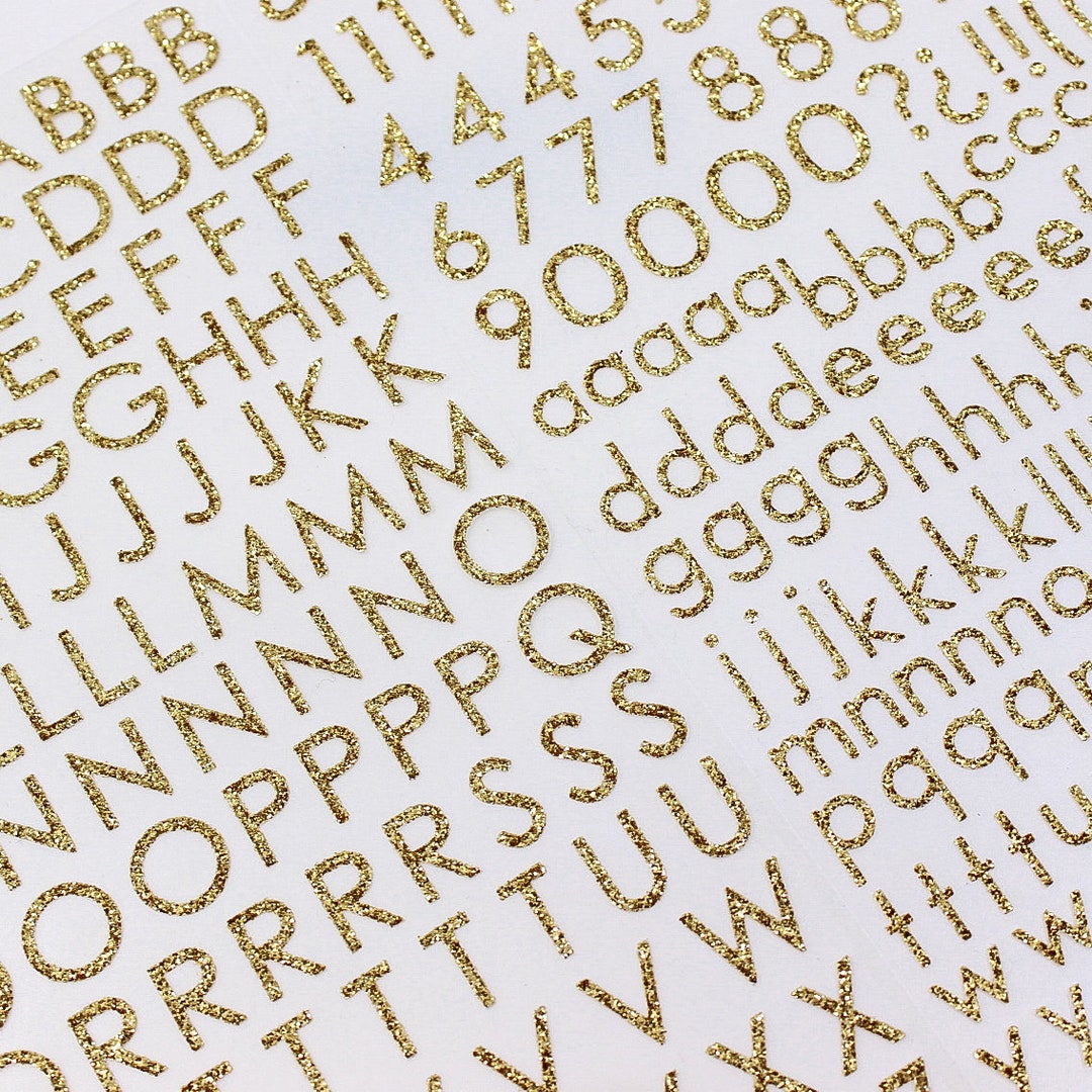 8 Sheets Glitter Letter Stickers, Glitter Cursive Number Alphabet Stickers  Self-Adhesive DIY Number Labels Greeting Card Glitter Stickers for  Scrapbooking Graduation Cap Decoration (Gold)