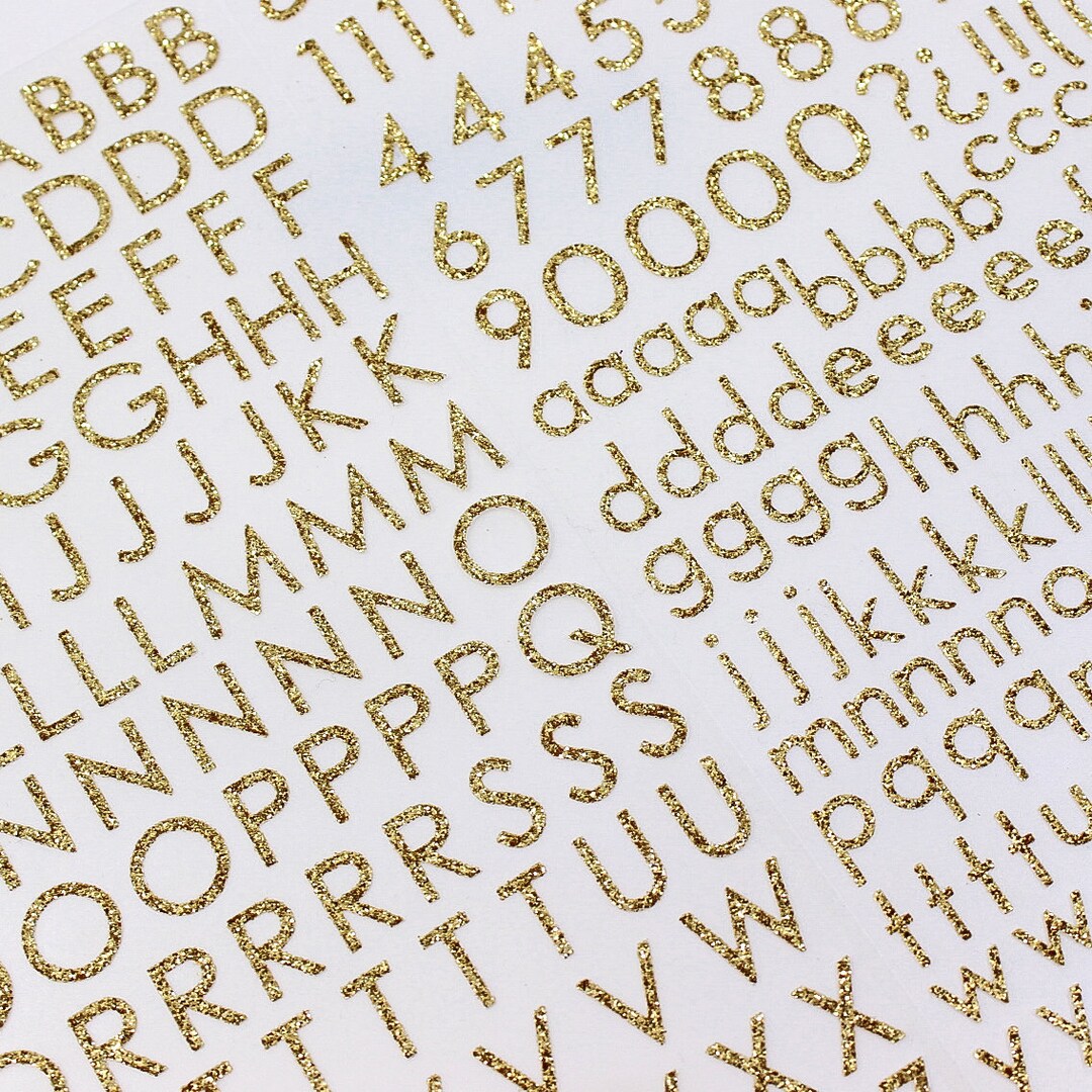 Gold Glitter Letter & Number Stickers Set, Scrapbooking Craft Supplies ...