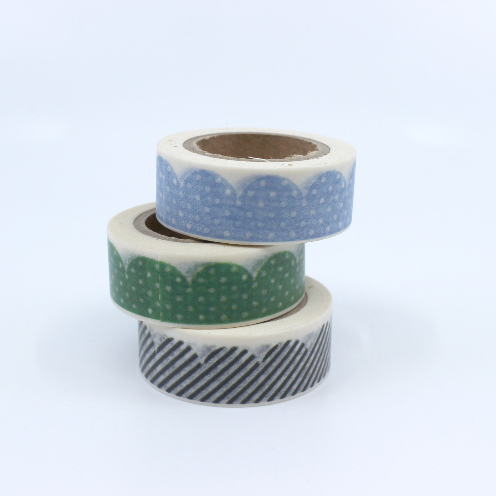 Black and White Stripe Scallop Edge Boarder Washi Tape Green Etsy