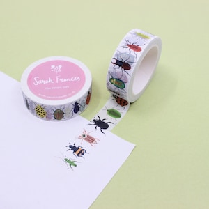 Fita Washi British Beetles, Fitas Wildlife Bugs, Fita Motivada com Insetos Beatle, Adesivos Nature e Fitas Planejadoras | BBB Supplies | R-RSF011