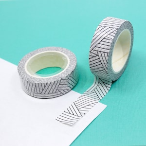 Nowoczesna graficzna taśma Washi do szkicowania linii, wzór Mummy Wrap Washi, czarno-biała taśma rzemieślnicza z warstwowym wzorem | BBB Supplies | R-GH217