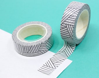 Modern Graphic Sketch Line Wrap Washi Tape, Mummy Wrap Pattern Washi, Black and White layered Pattern Craft Tape | BBB Supplies | R-GH217