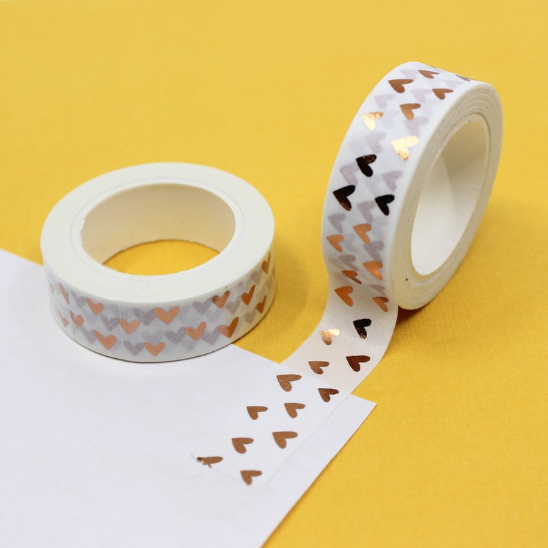 Gold Foil Heart Washi with Hand Painted Look, Cute Heart Washi tape, Love Wedding & Anniversary Craft Supplies BBB Supplies R-AL051 image 6