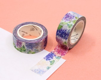 Purple Floral Hydrangea Garden Washi Tape, Spring Bloom Purple Flower Paper Tape, Hydrangea Flowers Craft Tapes | BBB Supplies | R-FM011