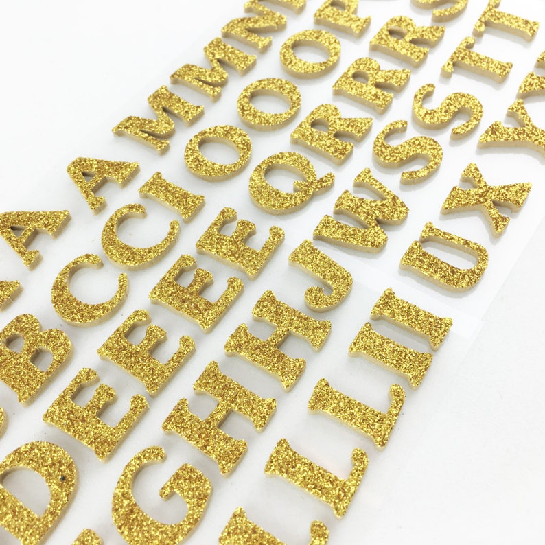 Gold Glitter Foam Letter Stickers Scrapbooking Craft Supplies Etsy